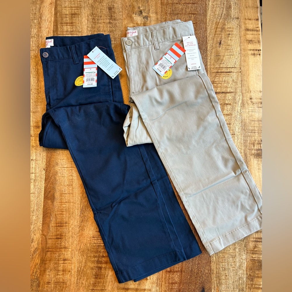 Cat n jack boys uniform pants.  Sold as set: navy and tan.